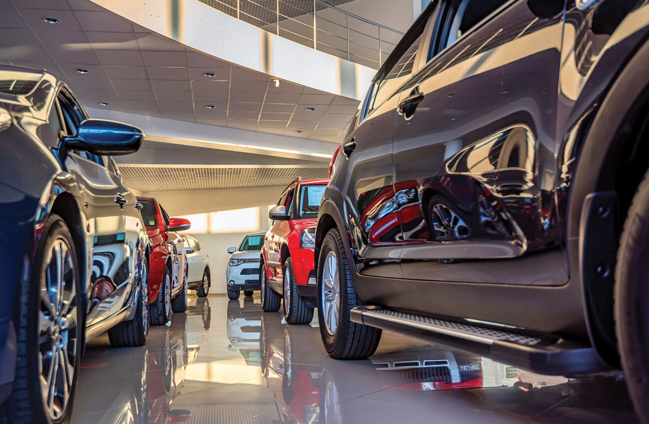 New cars at dealer showroom